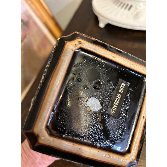 VTG Takahashi Square Tea Pot W/Handle Blue Hand Painted 7" - Picture 6 of 8